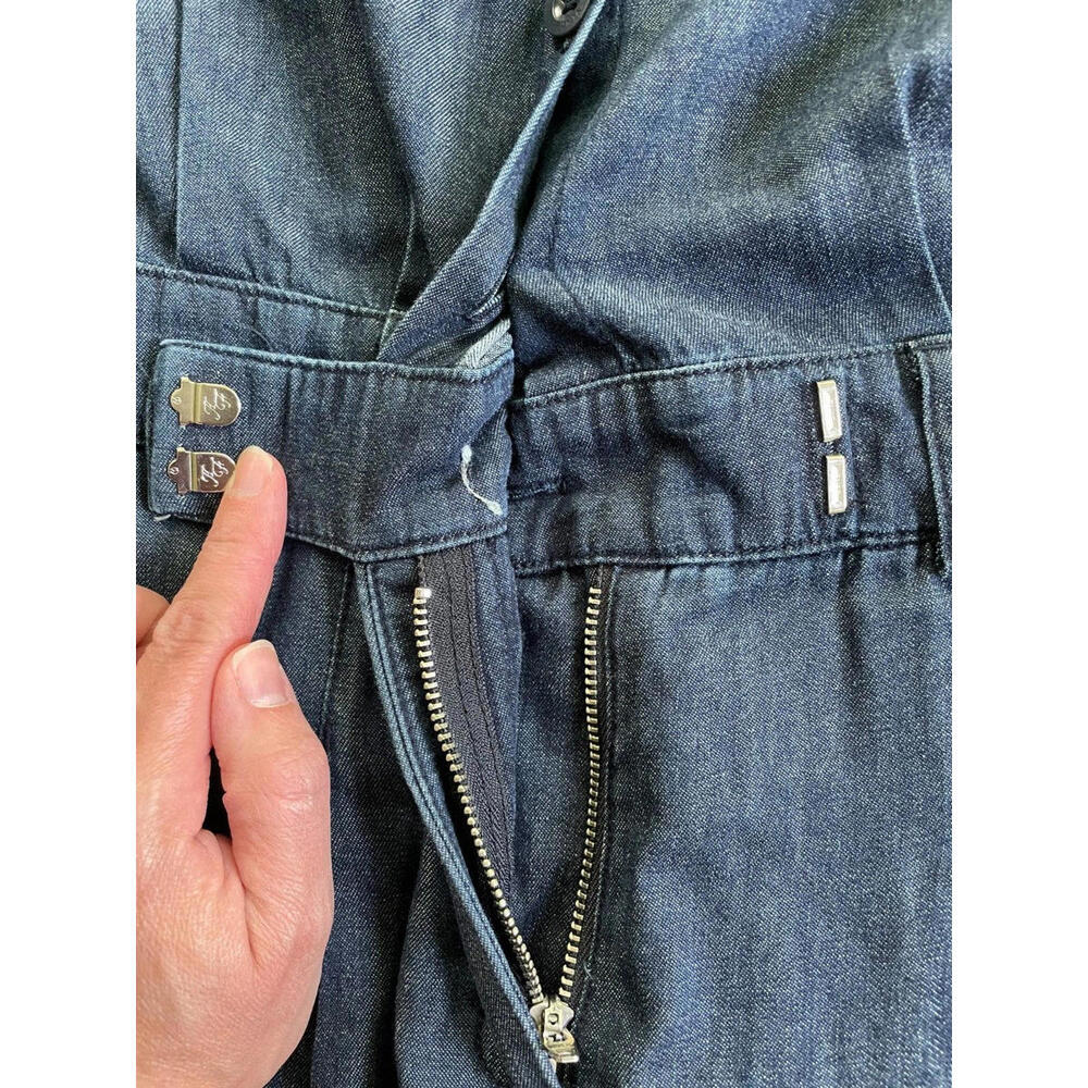 Vince Denim Blue Jean Collared Boiler Jumpsuit Coveralls Dark Wash Womens Size 0 - Picture 4 of 9